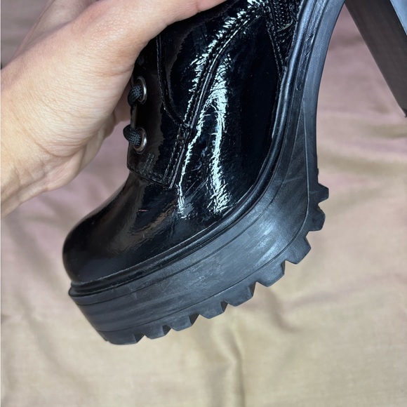 Black GBG Faux Leather Chunky Heel Boots - Picture 11 of 16
